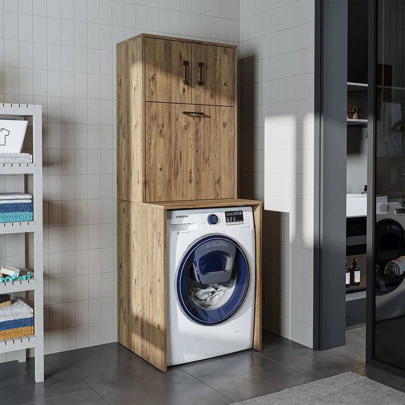 Roomart wasmachinekast LUNA, 65 cm, overbouwkast met wasmand, in 4 kleuren