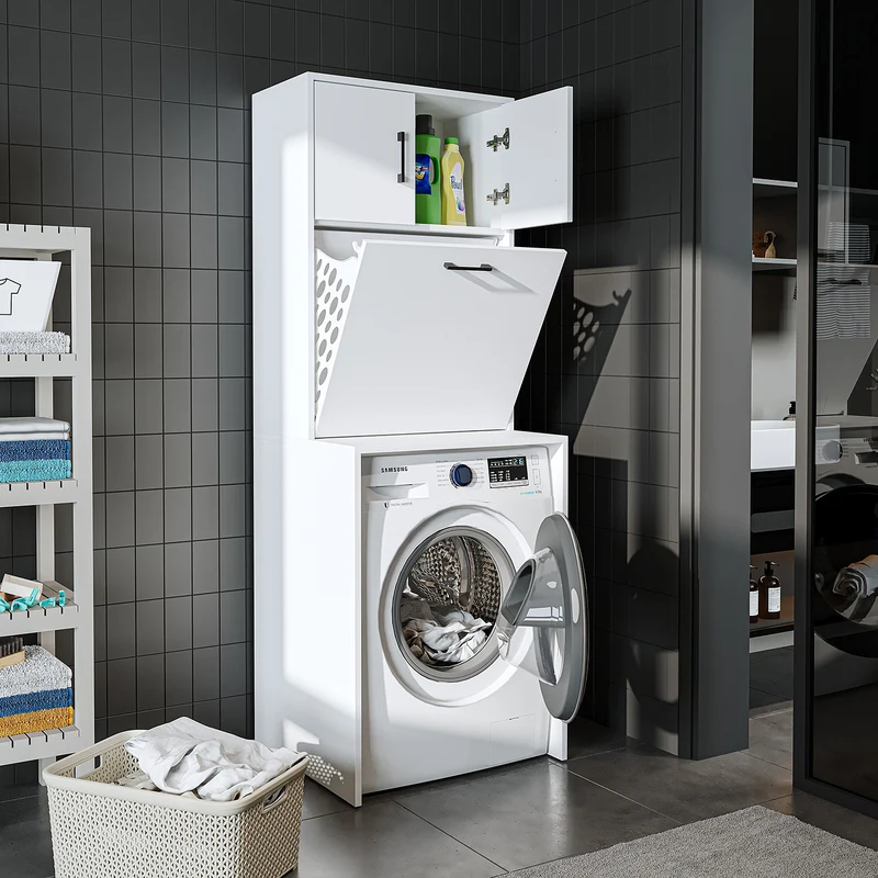 Roomart wasmachinekast LUNA, 65 cm, overbouwkast met wasmand, in 4 kleuren