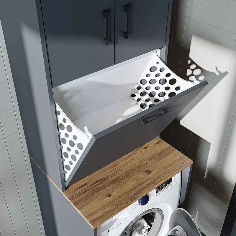 Roomart wasmachinekast LUNA, 65 cm, overbouwkast met wasmand, in 4 kleuren