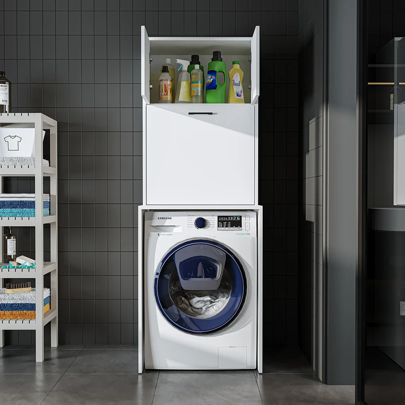 Roomart wasmachinekast LUNA, 65 cm, overbouwkast met wasmand, in 4 kleuren