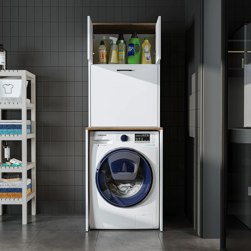 Roomart wasmachinekast LUNA, 65 cm, overbouwkast met wasmand, in 4 kleuren