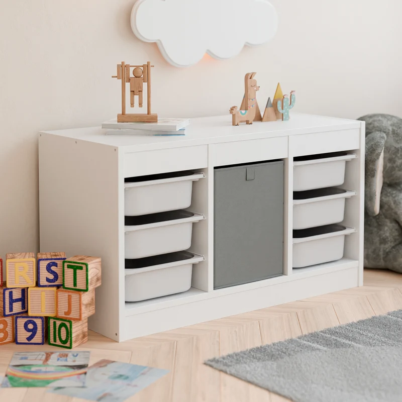 XXL Stoffbox für IKEA Trofast Regal, 30x42x40cm, Große Stoff-Kiste, Grau