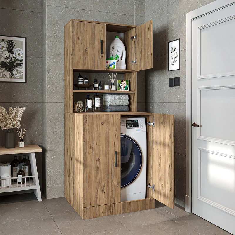 Roomart Waschmaschinenschrank ATLANTIC-I, 70 cm, Überbauschrank mit Oberschrank, in 4 Farben