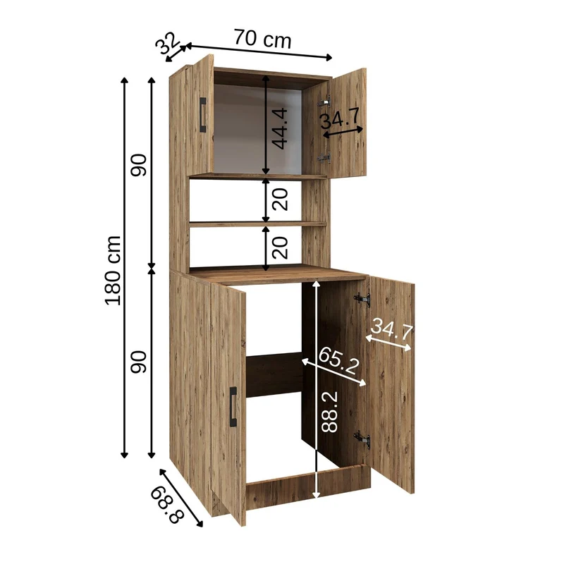 Roomart Waschmaschinenschrank ATLANTIC-I, 70 cm, Überbauschrank mit Oberschrank, in 4 Farben