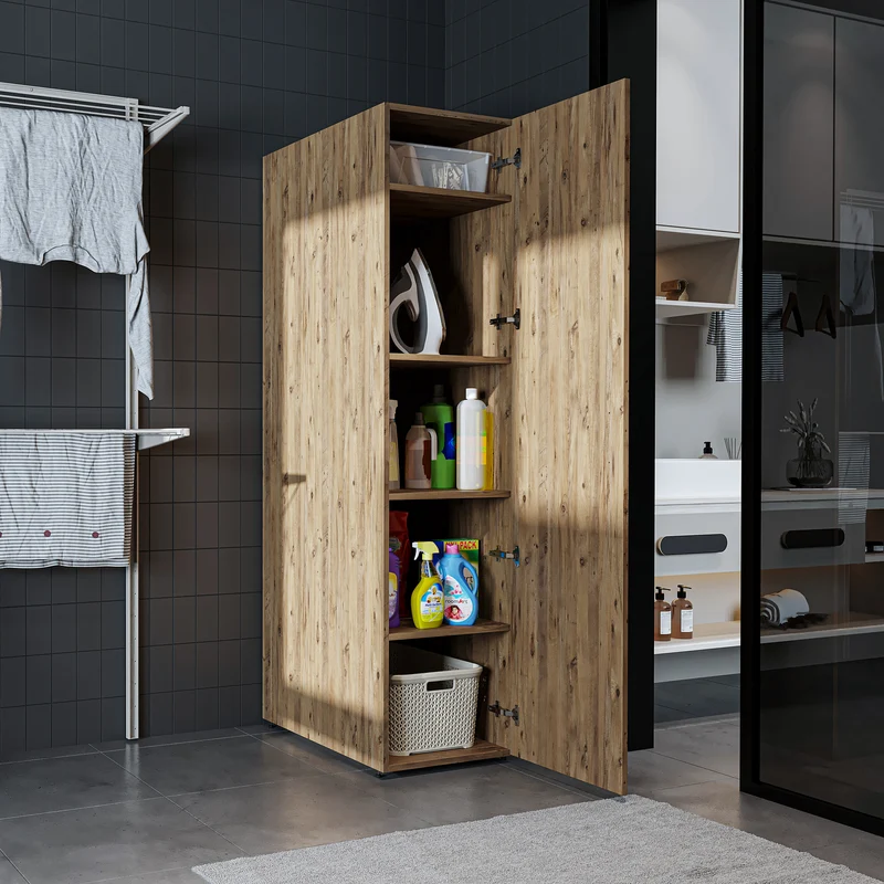 Roomart Einlegeböden für DORA Hochschrank – Passend für 45 & 60 cm – Höhenverstellbar – Weiß / Eiche