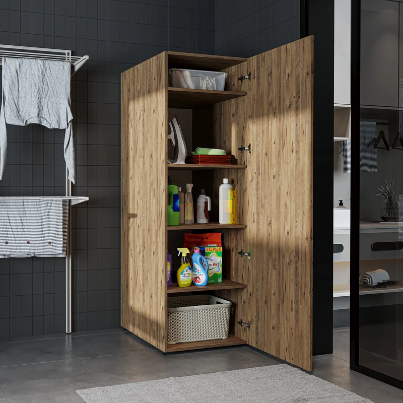 Roomart Einlegeböden für DORA Hochschrank – Passend für 45 & 60 cm – Höhenverstellbar – Weiß / Eiche