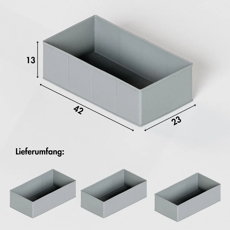 3x Organizer für IKEA Malm Kommode, Boxen für Schubladen 42 x 23 x 13cm