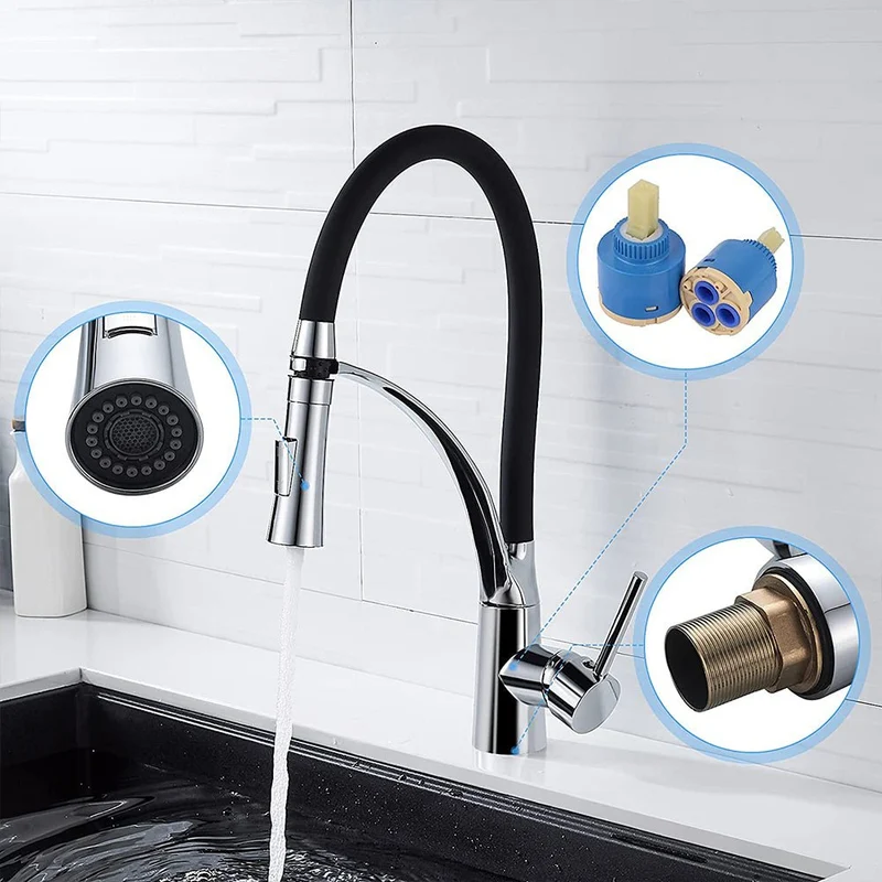 XIIW Wasserhahn Küchenarmatur | Hochdruck | mit Brause | 2 Strahlarten | 360° | Warm- und Kaltwasser