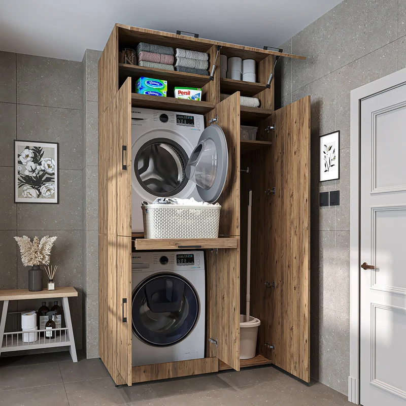 Roomart Waschmaschinenschrank DORA-I, 115 cm, für Waschmaschine und Trockner mit Hochschrank, in 5 Farben