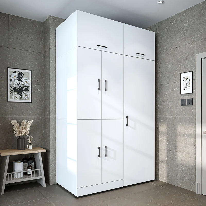 Roomart wasmachinekast DORA-I, 130 cm, met uittrekplank en hoge kast, 5 kleuren