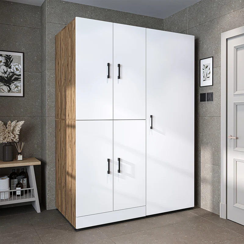 Roomart wasmachinekast DORA-I, 130 cm, met uittrekplank en hoge kast, 5 kleuren