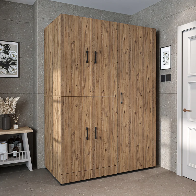 Roomart wasmachinekast DORA-I, 130 cm, met uittrekplank en hoge kast, 5 kleuren