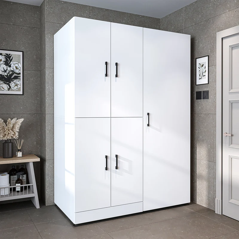 Roomart wasmachinekast DORA-I, 130 cm, met uittrekplank en hoge kast, 5 kleuren
