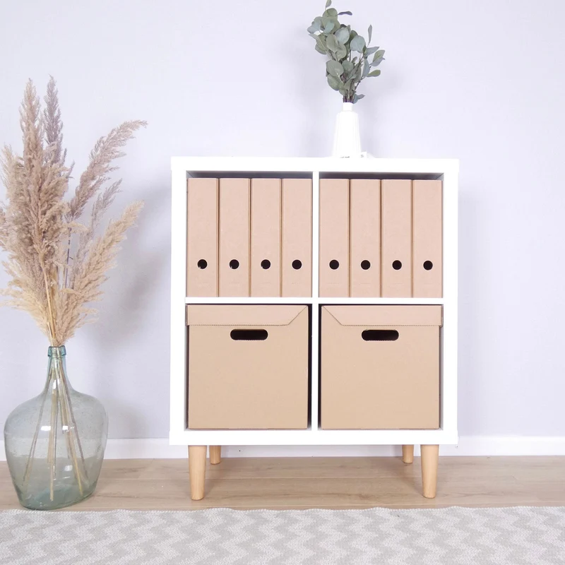 Ikea Kallax Box aus Pappe stabile Kiste mit integriertem Deckel - Braun