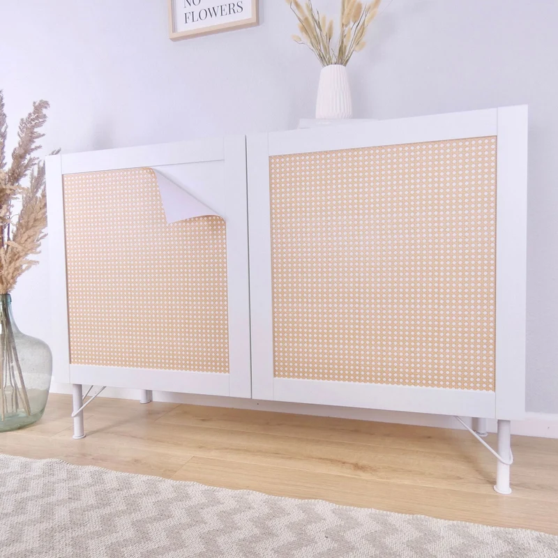 Wiener Geflecht Klebefolie für Ikea Besta Hanviken Tür Boho Rattan Stil Easy Stick Folie