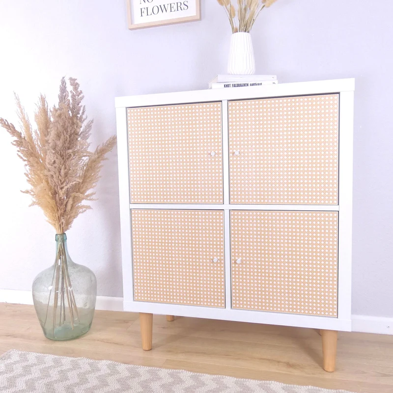 Kallax Klebefolie im Boho Rattan Stil Wiener Geflecht - Easy Stick Folie