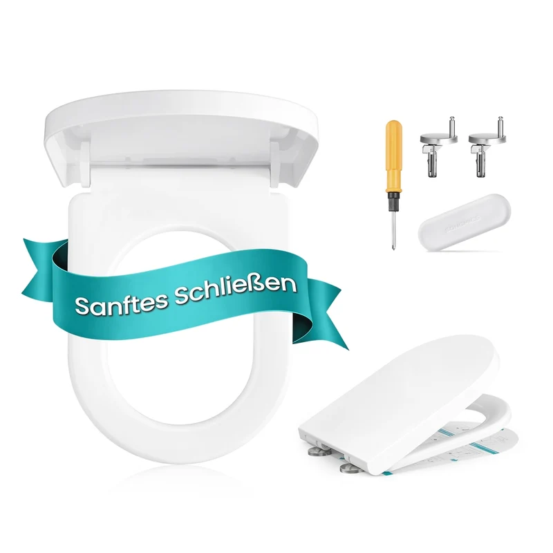 Toilettensitz mit Absenkautomatik und Abnehmbarem Deckel