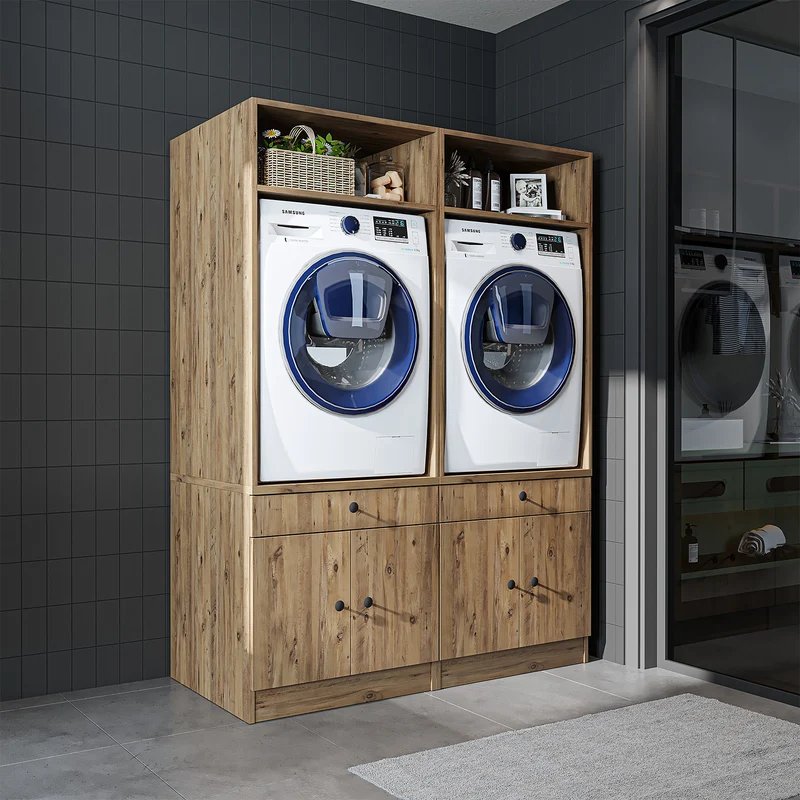 Roomart wasmachinekast SERIE 1, 134 cm, dubbele kast voor twee apparaten