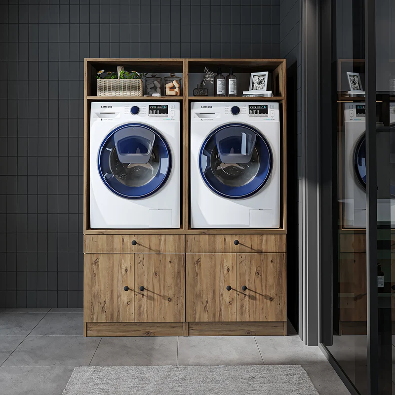 Roomart wasmachinekast SERIE 1, 134 cm, dubbele kast voor twee apparaten