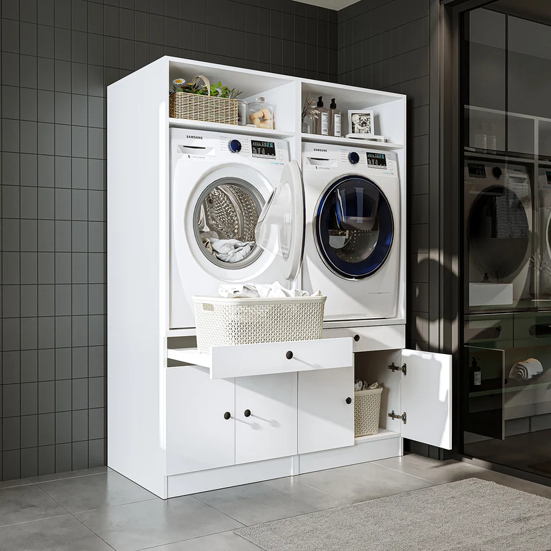 Roomart wasmachinekast SERIE 1, 134 cm, dubbele kast voor twee apparaten