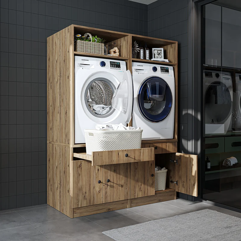 Roomart wasmachinekast SERIE 1, 134 cm, dubbele kast voor twee apparaten