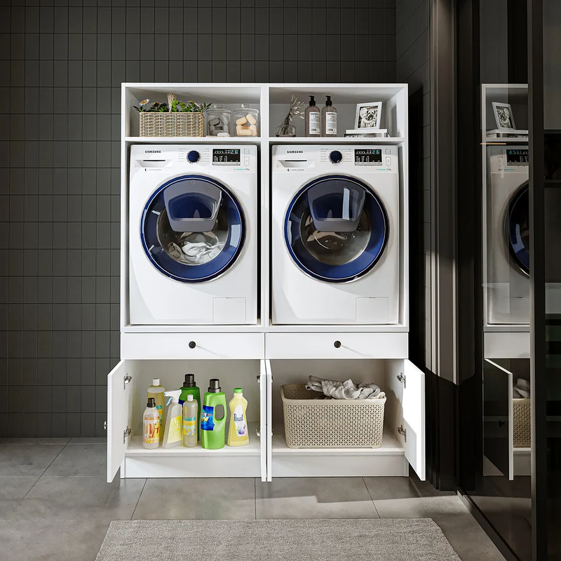 Roomart wasmachinekast SERIE 1, 134 cm, dubbele kast voor twee apparaten