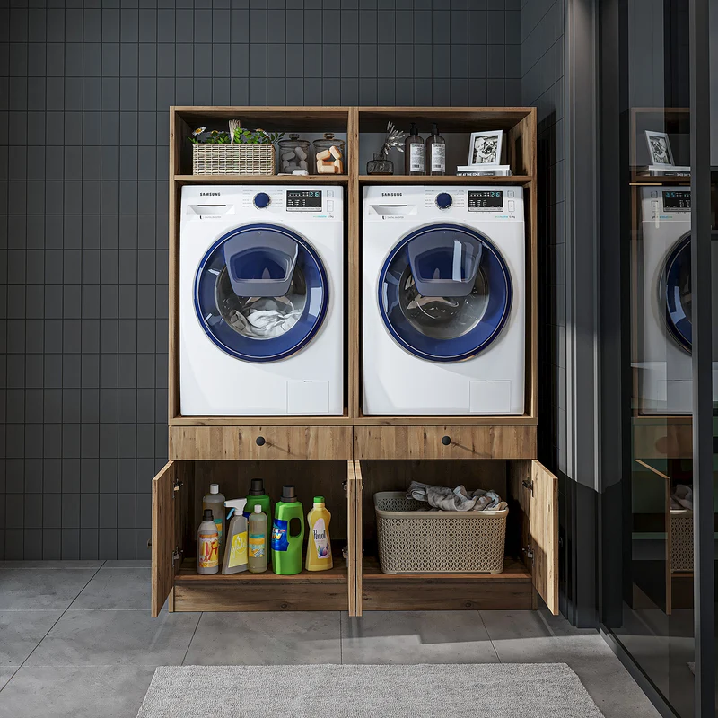 Roomart wasmachinekast SERIE 1, 134 cm, dubbele kast voor twee apparaten