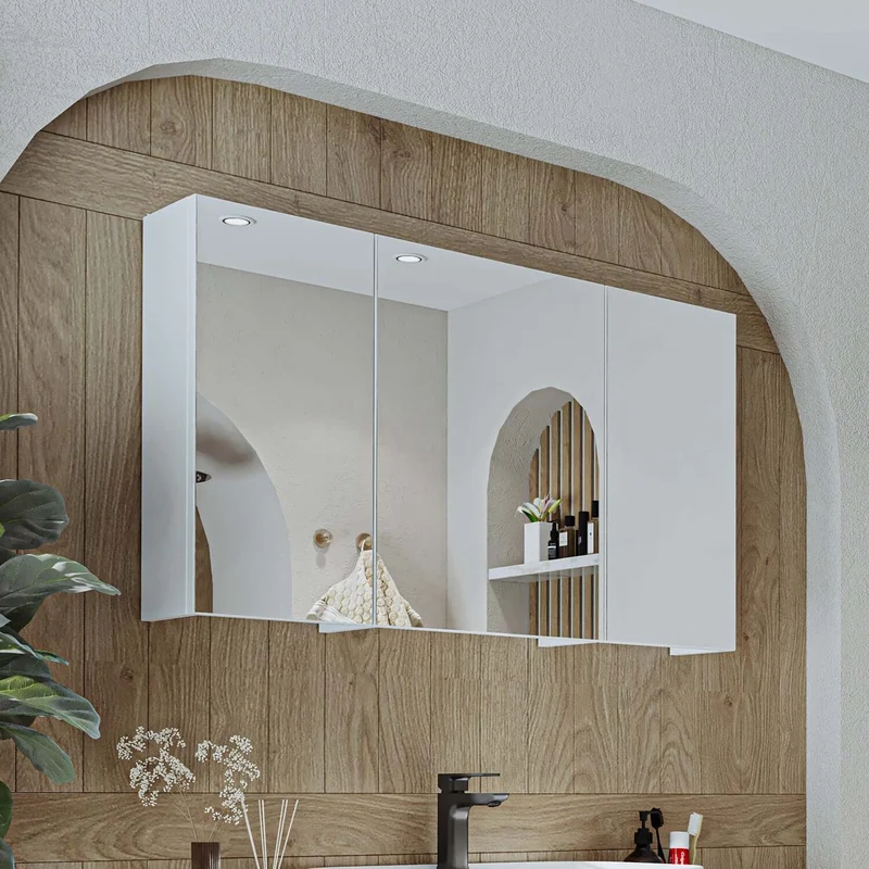 Roomart 4-teiliges Badmöbel-Set GUSTO-ATL, 120 cm, mit eckigem Waschbecken und Hochschrank, in 2 Farben