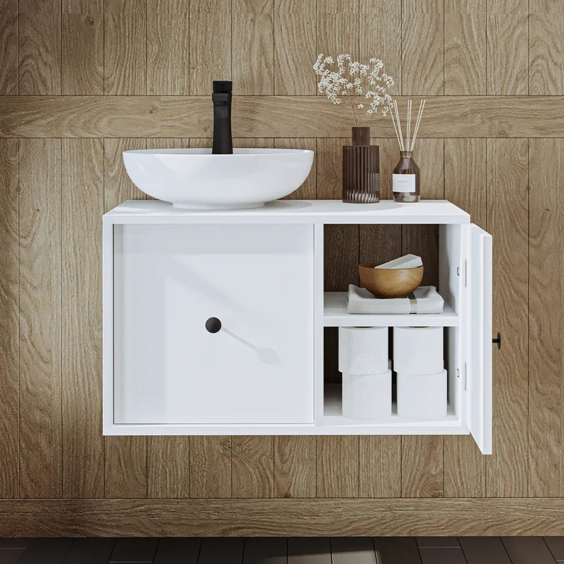 Roomart 4-teiliges Badmöbel-Set GUSTO, 75 cm, mit rundem Becken, in 2 Farben