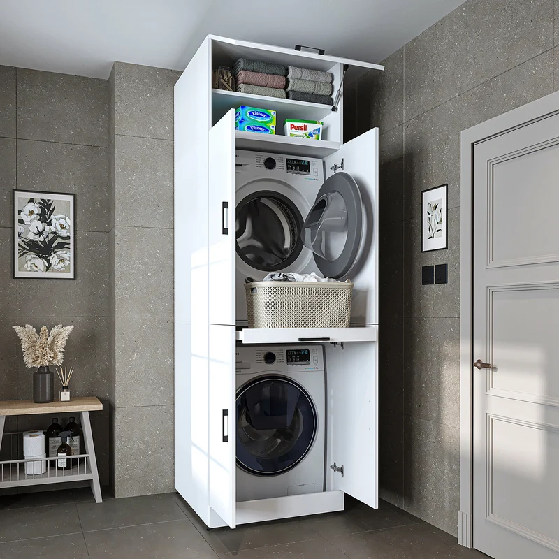 Roomart wasmachinekast DORA-I, 70 cm, voor wasmachine en droger met uitschuifbare plank, in 5 kleuren