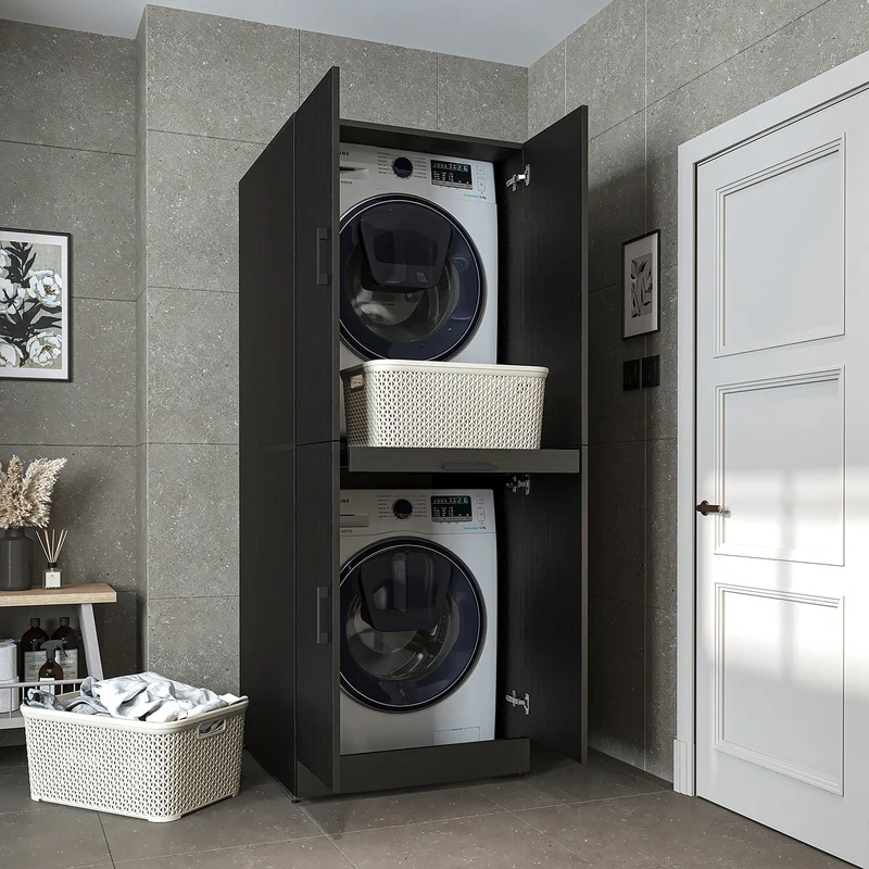 Roomart wasmachinekast DORA-I, 70 cm, voor wasmachine en droger met uitschuifbare plank, in 5 kleuren