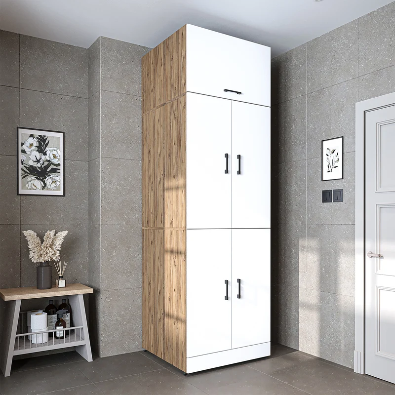 Roomart wasmachinekast DORA-I, 70 cm, voor wasmachine en droger met uitschuifbare plank, in 5 kleuren