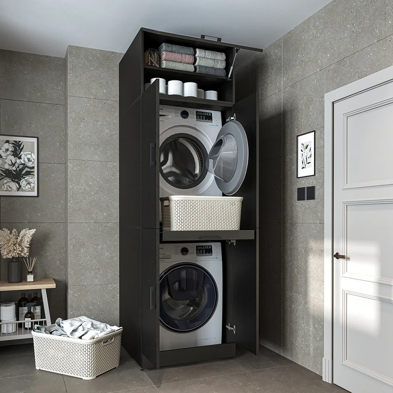 Roomart wasmachinekast DORA-I, 70 cm, voor wasmachine en droger met uitschuifbare plank, in 5 kleuren