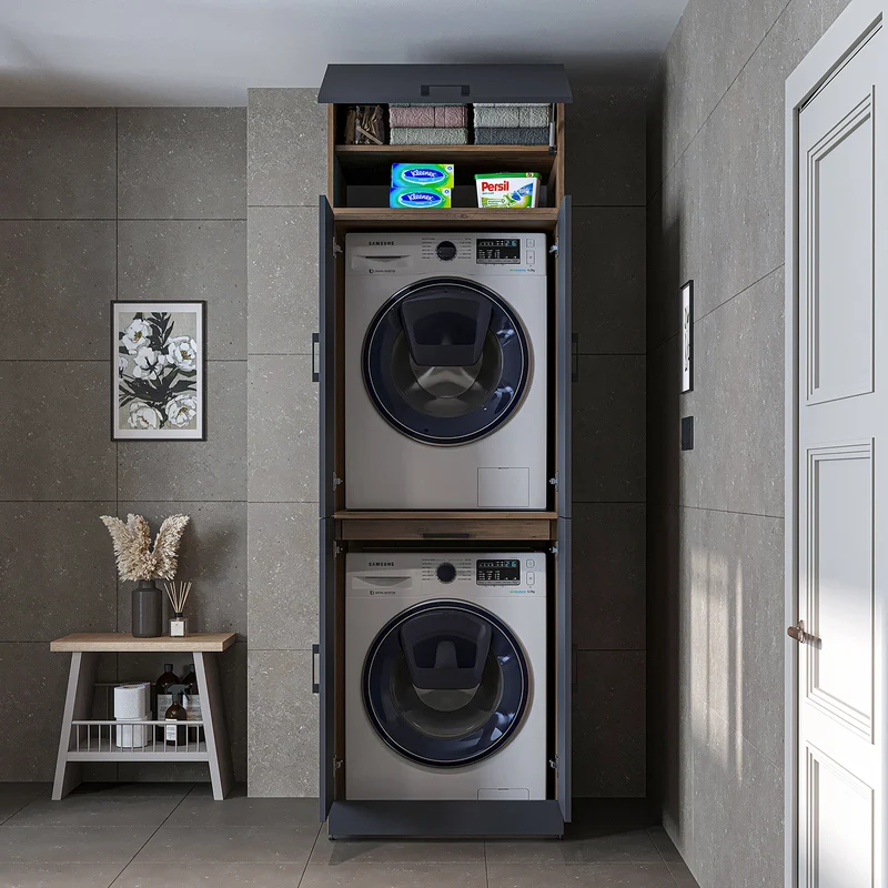 Roomart wasmachinekast DORA-I, 70 cm, voor wasmachine en droger met uitschuifbare plank, in 5 kleuren