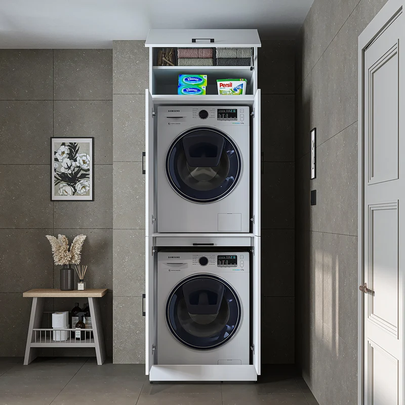 Roomart wasmachinekast DORA-I, 70 cm, voor wasmachine en droger met uitschuifbare plank, in 5 kleuren