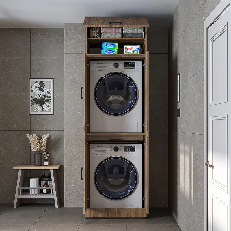 Roomart wasmachinekast DORA-I, 70 cm, voor wasmachine en droger met uitschuifbare plank, in 5 kleuren