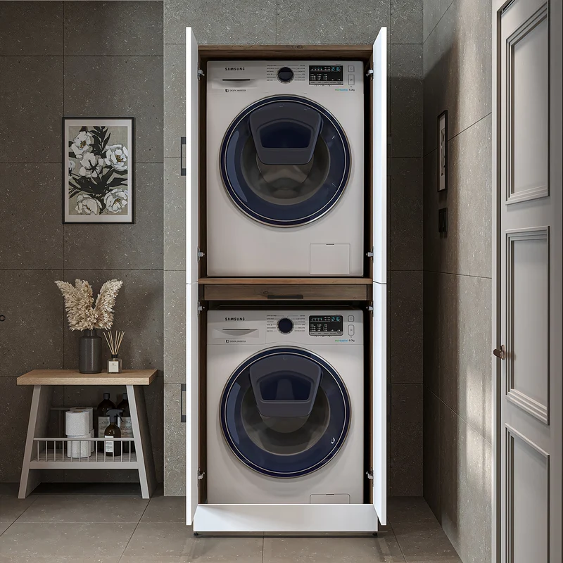 Roomart wasmachinekast DORA-I, 70 cm, voor wasmachine en droger met uitschuifbare plank, in 5 kleuren