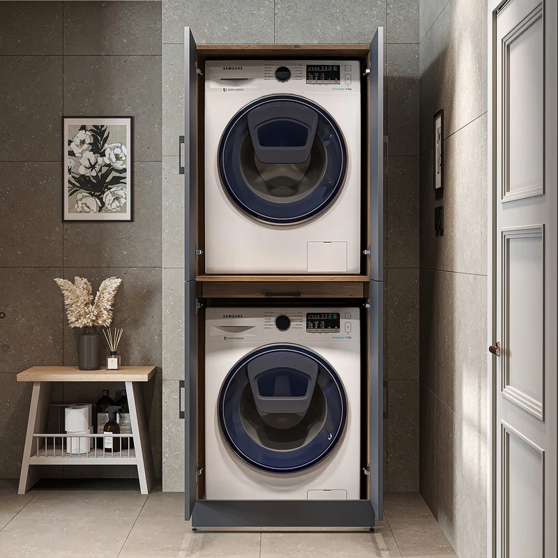 Roomart wasmachinekast DORA-I, 70 cm, voor wasmachine en droger met uitschuifbare plank, in 5 kleuren