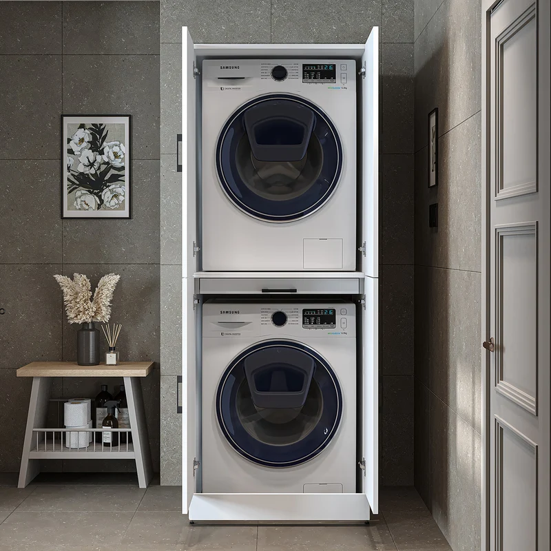 Roomart wasmachinekast DORA-I, 70 cm, voor wasmachine en droger met uitschuifbare plank, in 5 kleuren