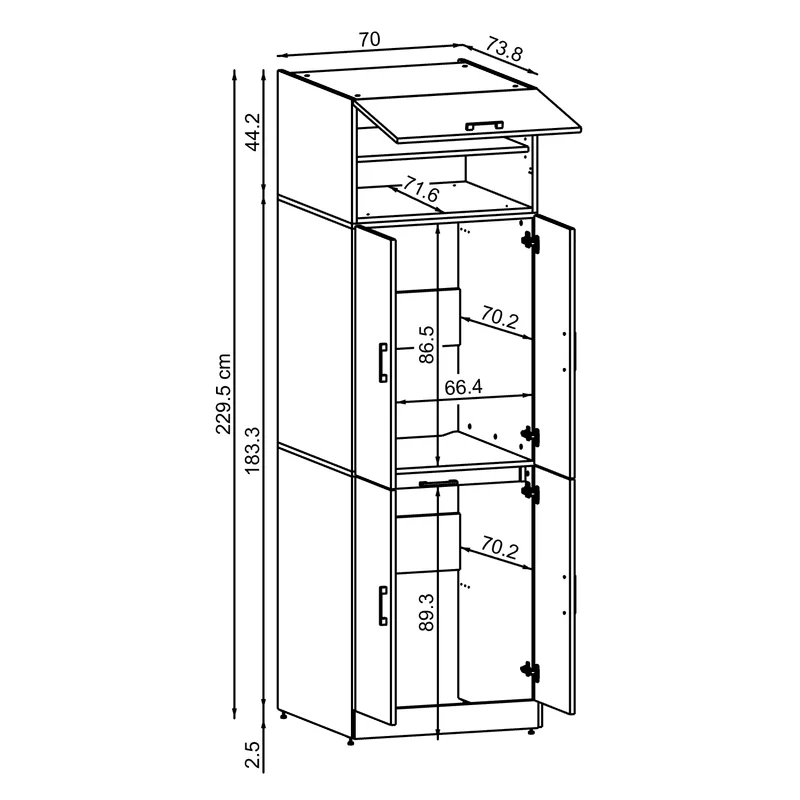 Roomart wasmachinekast DORA-I, 70 cm, voor wasmachine en droger met uitschuifbare plank, in 5 kleuren