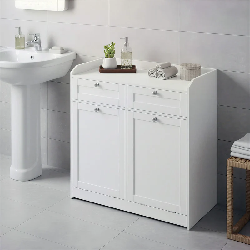 Badezimmerschrank mit Wäschekorb