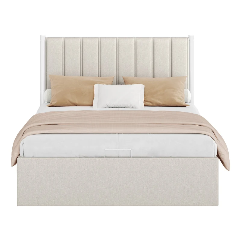 Bettgestell mit klappbarem Lattenrost und Unterbettaufbewahrung