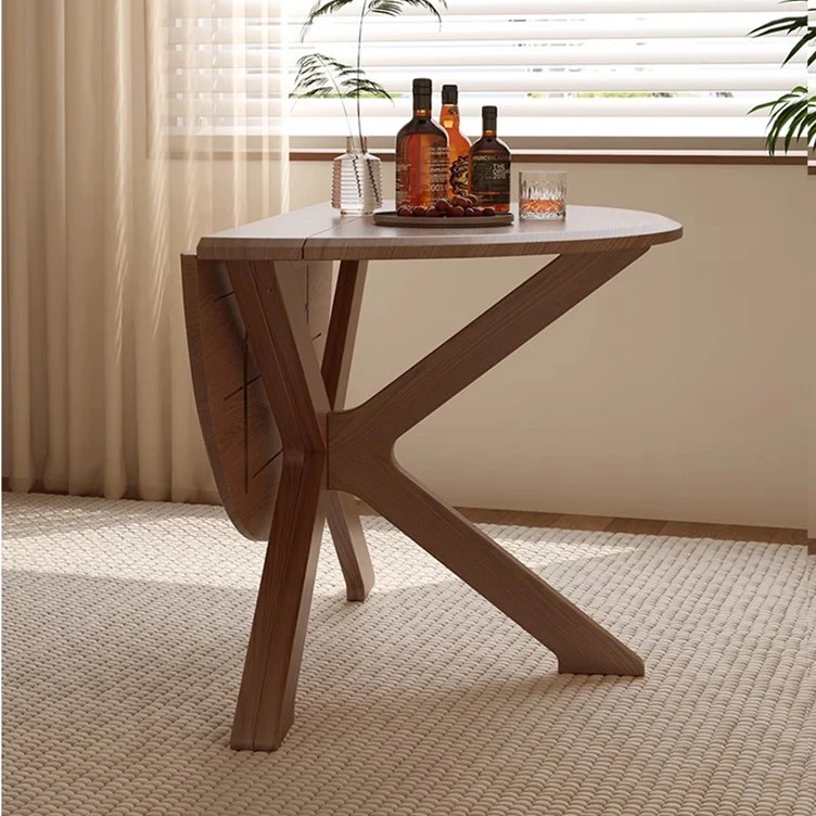 Runder Tisch mit zwei Klappblättern aus massivem Holz