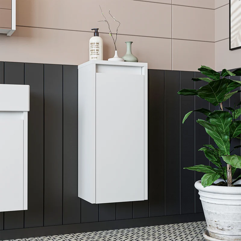 Roomart 4-delige badkamermeubelset LEO, 46 cm, smalle set voor gastentoilet met spiegelkast, in 4 kleuren