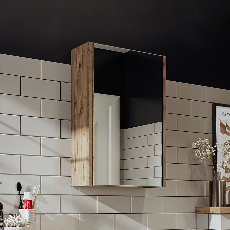 Roomart 4-delige badkamermeubelset LEO, 46 cm, smalle set voor gastentoilet met spiegelkast, in 4 kleuren