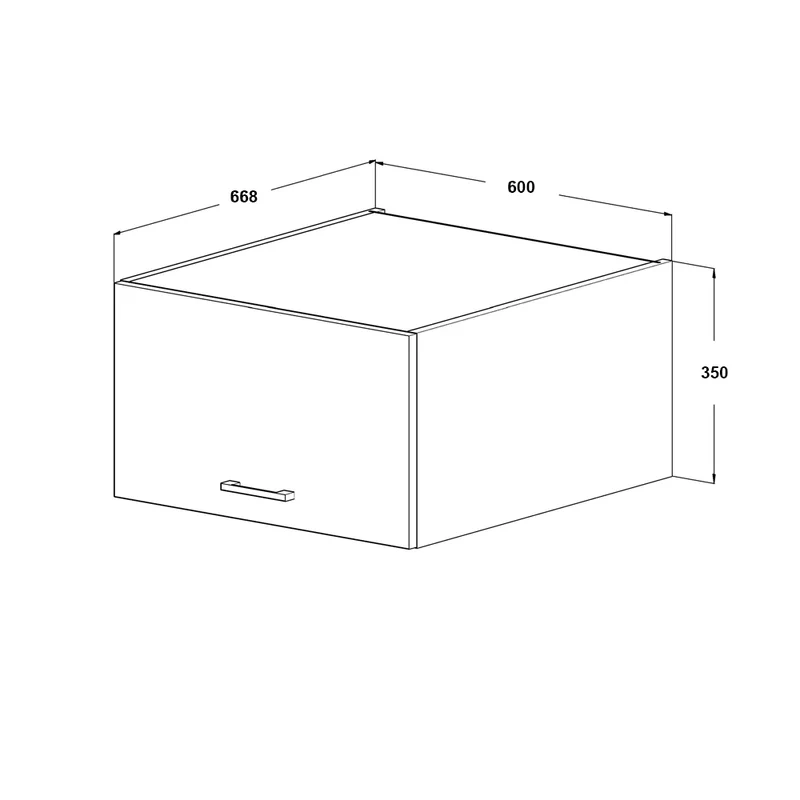 Roomart opzetkast C60 - 60 cm, klepkast met gasdrukveer, in 3 kleuren