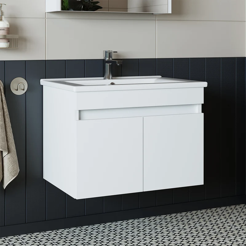 Roomart ATRIA Waschtisch mit Unterschrank, 65 cm, mit Keramikbecken, in 4 Farben