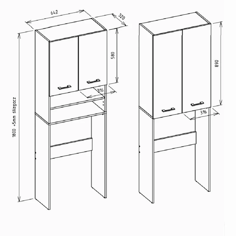 Waschmaschinenschrank Waschli Set 4