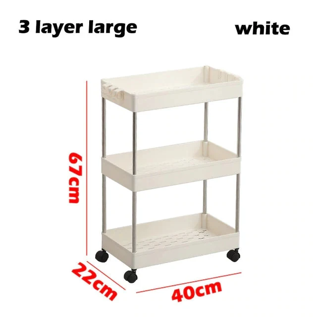 3/4 Ebenen Slim Organizer-Wagen mit Rädern für engen Raum