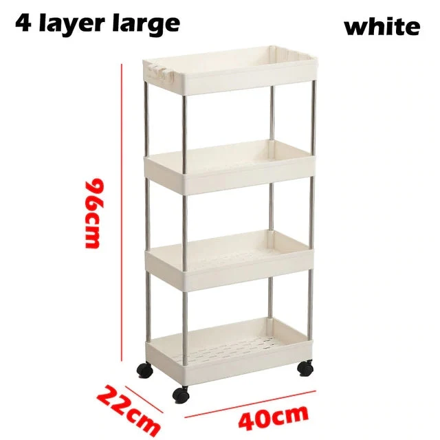 3/4 Ebenen Slim Organizer-Wagen mit Rädern für engen Raum
